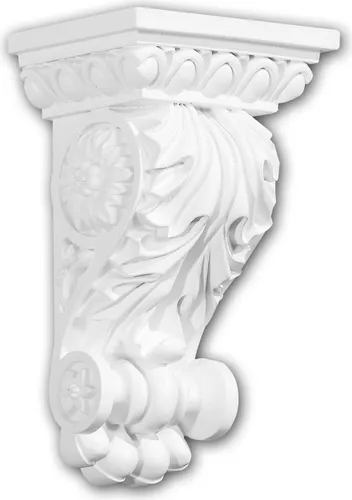 Profhome Wandboard Konsole 119016 im Korinthischen Stil - Elegante Konsole aus leichtem Polyurethan, ideal für Innen- und Außenbereiche. Robust und maßhaltig, verleiht Ihrem Raum einen Hauch von klassischer Schönheit.