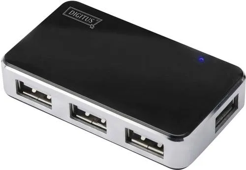 DIGITUS USB-Hub - 4-Port High-Speed 2.0, 480 MBit/s, Plug & Play mit 66 cm Kabel, ideal für schnelle Datenübertragung und vielseitige Anschlussmöglichkeiten