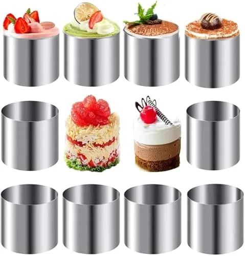 Gokelomg 10 StüCk Edelstahl Mousse Ringe Runde Keksausstecher Kuchen Form KüChe Backen GebäCk Werkzeug für Torte, Fondant, Usw.
