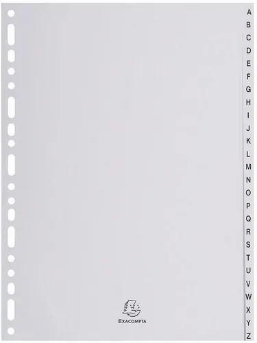 Exacompta 1726E Kunststoff-Register A-Z - 26-teilig für DIN A4, aus recyceltem Kunststoff und Blauer Engel zertifiziert