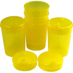 Medi-Inn Schnabelbecher 250 ml Praktisches Set: 5 Unterteile mit 10 Deckeln gelb