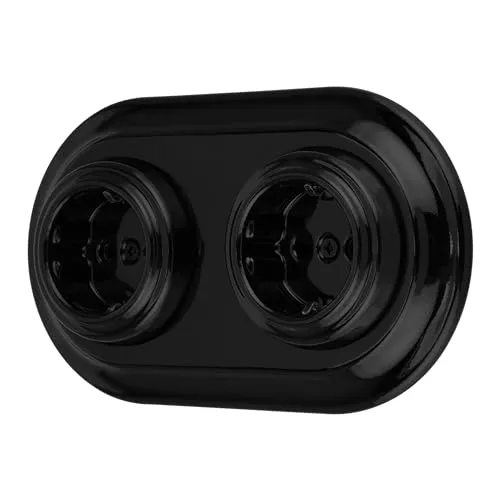 Retro Porzellan Unterputz Steckdose 2-Fach PR1 schwarz in schwarz von ADAKAT