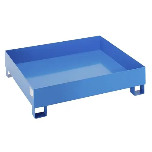 eurokraft | Stahl-Auffangwanne für 200-l-Fässer | LxBxH 1200 x 1200 x 285 mm | ohne Zulassung | blau pulverbeschichtet | ohne Gitterrost