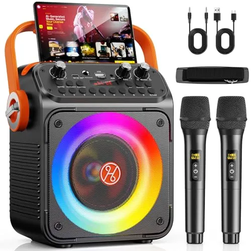 HWWR Karaoke Anlage mit 2 Mikrofonen und Bluetooth von HWWR