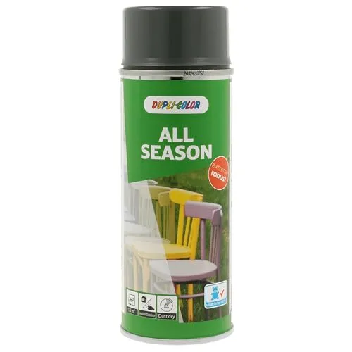 DUPLI-COLOR ALL SEASON RAL 7011 eisengrau glänzend 400 ml, hochwertiges Kunstharz-Farbspray, Schnelltrocknend, Wetterbeständig, Innen- und Außenanwendung