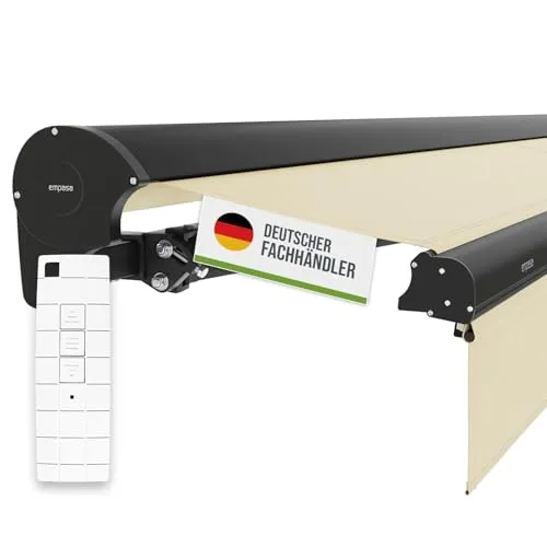 empasa Elektrische Kassettenmarkise 'Expert' - Markisen: Komfortabler Sonnenschutz mit Elektromotor und Funk-Fernbedienung, komplett vormontiert und wetterfest für langanhaltende Nutzung.