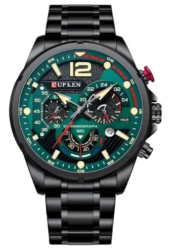 Chronograph-Uhren für Herren, Militär, multifunktional, wasserdicht, Quarzuhr, Edelstahl, Lässige Armbanduhr