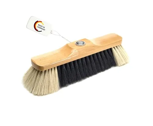 BawiTec Zimmerbesen 30cm lang lackiert mit Gewindeeinsatz ohne Stiel Stubenbesen Kehrbesen Stubenbesen aus Holz feine weiche Borsten zweifarbig Kunsthaar für Innen Haushalt Büro, Hobby