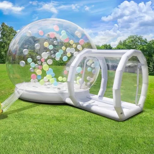 Aufblasbares Blasenhaus mit Trampolin, Aufblasbares Bubble House Dome mit Gebläse & Pumpe, Wasserdichtes Gartenzelt aus PVC in Kommerzieller Qualität für Hochzeiten, Camping, Party(300cm)