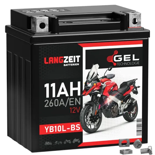 Langzeit YB10L-BS GEL Motorradbatterie 11Ah 12V YB10L-B2 YB10L-A2 YB10L-B 51113