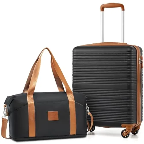 COOLIFE Handgepäck Koffer 55x40x20cm + 30L Reisetasche (45×36×20cm) für Ryanair & Easyjet mit 4 Silent Spinner Rädern & TSA-Schloss – ABS-Hartschale, Leicht Handgepäck Set