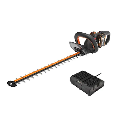 WORX WG286E Nitro Profi Akku Heckenschere 40V – Präziser Schnitt & Leistung - Heckenscheren – Mit 60% mehr Leistung und bürstenlosem Motor für müheloses Schneiden von Ästen bis 27 mm Dicke. Inkl. 2 x 2Ah Akku & Dual-Ladegerät für maximale Effizienz.