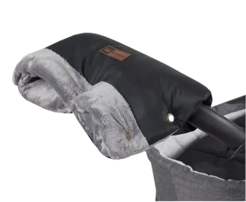 Handmuff für Kinderwagen Große Muff Handwärmer mit Kunstfell Handschuhe für Buggy Kinderwagenmuff (MD4 Grau)