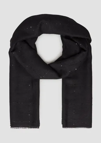 s.Oliver Schal Tuch, Breiter Schal mit umlaufenden Fransen und Pailletten-Details