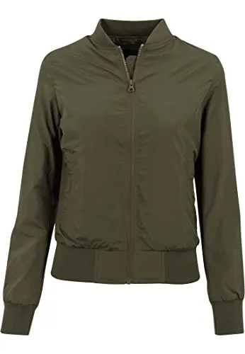 Urban Classics Damen Light Bomber Jacket – leichte Übergangsjacke im Regular Fit aus Polyester mit Reißverschluss und Rippbündchen für Freizeit und Streetwear,Dark Olive,S