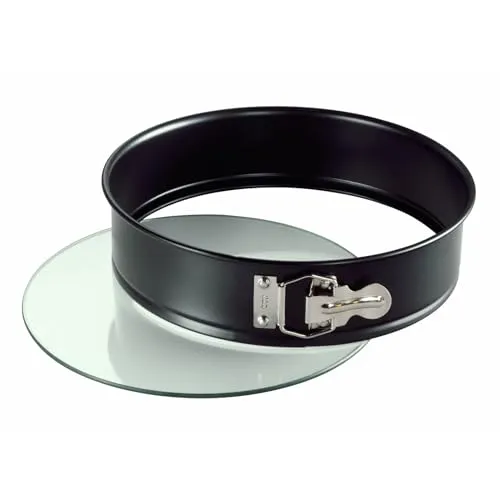 Original Kaiser Inspiration Springform mit Glasboden 28 cm rund, Backform mit Hebeboden, auslaufsichere Kuchenform, antihaftbeschichtet, schnittfest, servierfertig, Schwarz