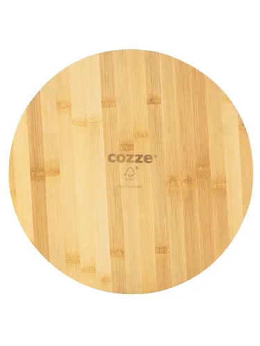 Cozze Pizzaschneidebrett Ø35 cm - Ideal für Ihre Pizza - Schneidebretter aus robustem Bambusholz, perfekt zum Servieren von Pizza, Flammkuchen und Desserts. Einfach zu reinigen und ideal für gesellige Anlässe.