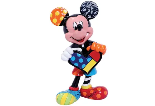 Disney Britto Collection Mickey Mouse With Heart Mini Figurine - Sammlerfiguren, handgemachte und handbemalte Figur im einzigartigen Pop-Art-Stil von Romero Britto, ideal als Geschenk in einer markenspezifischen Box.