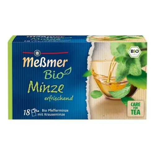 Meßmer Bio Minze | erfrischend | 18 Teebeutel | Vegan | Glutenfrei | Laktosefrei