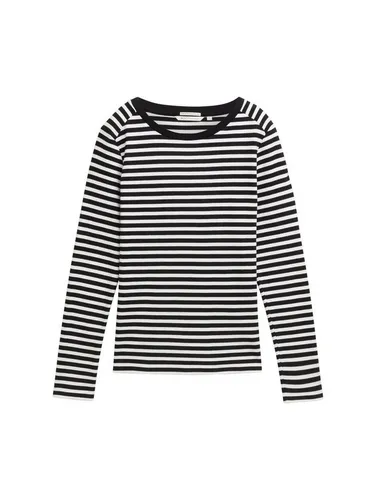 TOM TAILOR Denim 3/4-Arm-Shirt - Regular Fit in Weiß, XS (34) - Stylisches Langarmshirt aus 100% Baumwolle, ideal für lässige Outfits und angenehm zu tragen.