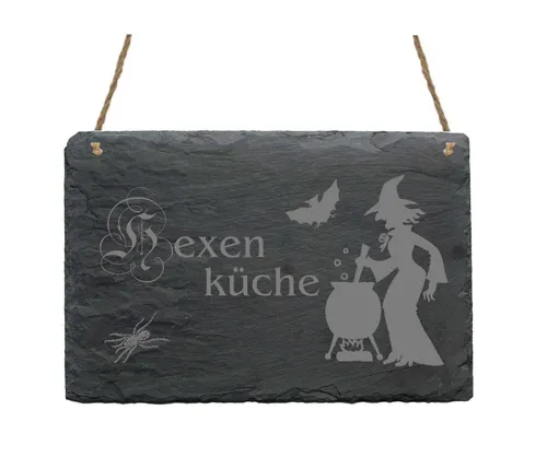 Schiefertafel Dekotafel HEXENKÜCHE Schild Schiefer Hexe Schieferbild Türschild ✔