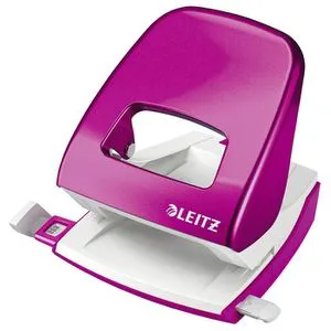 LEITZ Locher NeXXt 5008 WOW pink-metallic - Moderner und ergonomischer Bürolocher für bis zu 30 Blatt, möbelschonend und sicherheitsgeprüft