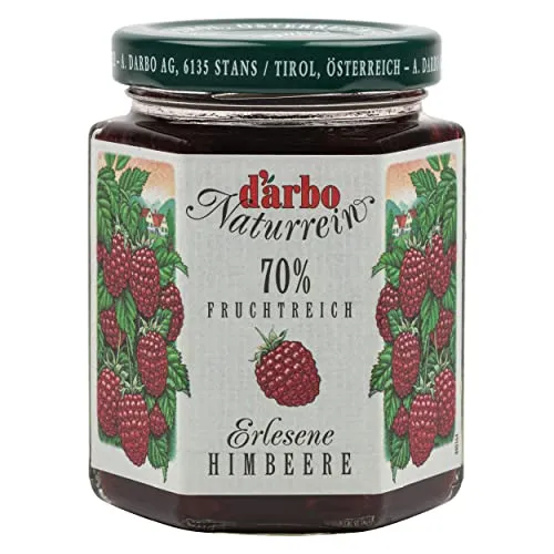 Food-United FRUCHTAUFSTRICH HIMBEERE 200g Glas von DARBO Naturrein mit Kernen fruchtiger fruit spread passend für Himbeerkuchen Torten Frühstück Kuchen Füllungen Gebäck (1)