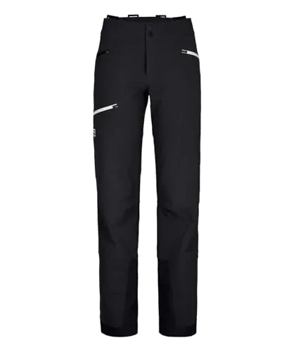 Ortovox Pizol Pants Women Black Raven (L) - Funktionelle Softshell-Hose für Skitouren, wind- und wasserabweisend mit hoher Atmungsaktivität, ideal für lange Tourentage abseits der Piste.