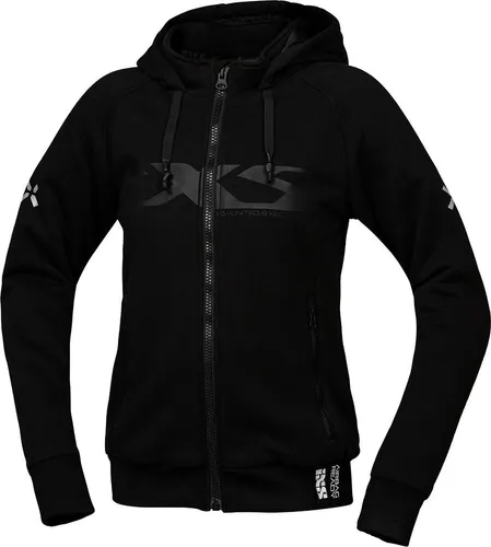 IXS Motorradjacke Rapid 1.0 Damen Hoodie mit Rückenprotektor - Schwarz XL - Sportliche Motorradjacke mit integriertem Rückenprotektor, ideal für Fahrten im Freien. Bequem und stylisch mit Kapuze und praktischen Taschen.