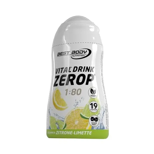Best Body Nutrition Vital Drink ZEROP - Zitrone Limette, Original Getränkekonzentrat - Sirup - zuckerfrei, 1:80 ergibt 19 Portionen Fertiggetränk, 48 ml