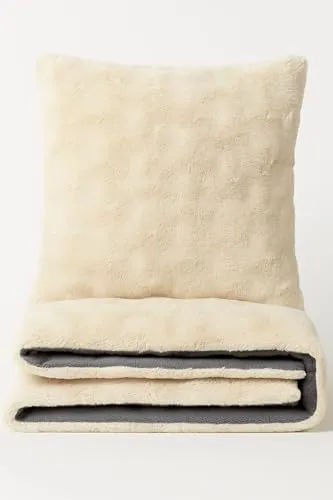 Leonado Vicenti Plüsch Bettwäsche 155x220 cm + 80x80 cm Bubble Cashmere Touch extra warm, Winter – Beige