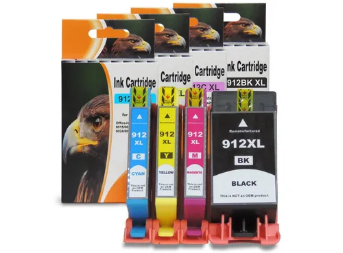 Tonerkartusche D&C HP 912XL Tintenpatronen-Set für HP OfficeJet 8010 (4er Pack, Kompa, (Kompatibel für HP OfficeJet 8010 912XL, 3YP34AE), Series