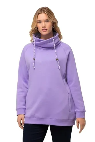 Ulla Popken Damen große Größen Übergrößen Plus Size Sweatshirt, weiter Stehkragen, Taschen, Raglan-Langarm