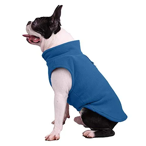 Hundepullover / Hunde-Sweatshirt, weiche Fleece-Weste, Kaltwetterjacke mit Ring für die Leine für kleine und mittelgroße Hunde (Größe L, Blau)