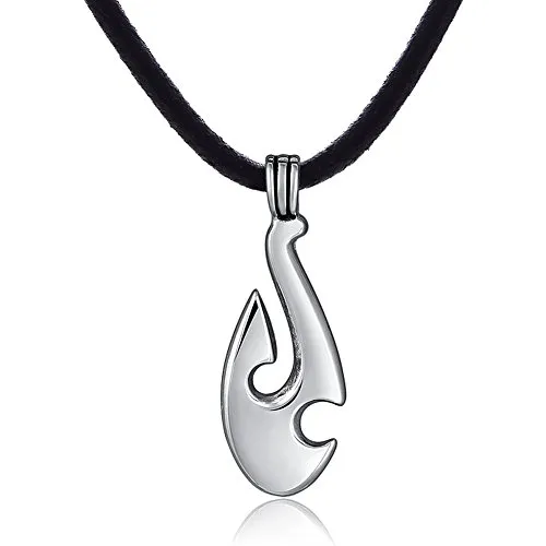 DonDon Herren Lederkette Leder Halskette 50 cm mit Edelstahl Anhänger Surfer Tribe-Bone