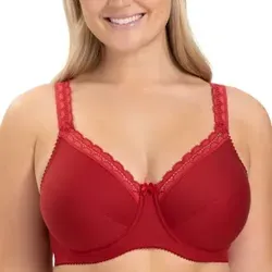 Miss Mary Cotton Comfort Underwired Bra BH Rot B 90 Damen - Funktionsunterwäsche mit atmungsaktiver Baumwolle für optimalen Komfort und natürlichen Halt, ideal für den Alltag.