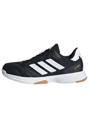 adidas Hallenschuh Ligra 8 M - Herren Hallenschuhe in core black-ftwr white, Größe 46 2/3 - Hochwertige Hallenschuhe für Herren mit atmungsaktivem Obermaterial und abriebfester Gummi-Außensohle für optimale Leistung in der Halle.