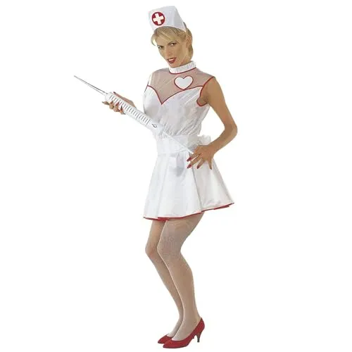 Widmann - Kostüm Krankenschwester, Kleid, Gürtel, Kopfbedeckung, Karneval, Mottoparty
