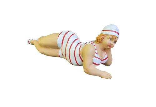 Aspinaworld Gartenfigur liegend Badenixe 37 cm in rot von Aspinaworld