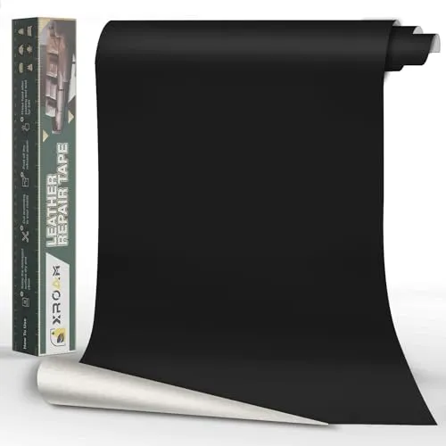 Xroam Kunstleder Selbstklebend, 60x200 cm Schwarz Glatt Leder Reparatur Patch, Lederflicken Selbstklebender, Kunstleder Reparaturset, Leder Patch Selbstklebend für Sofa, Autositze, Taschen, Jacken