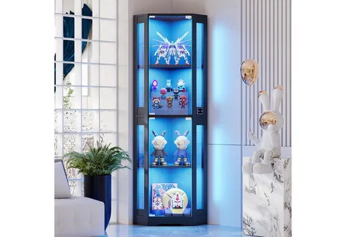 BROTTAR Eckvitrine mit LED-Beleuchtung