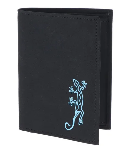 Oxmox Geldbörse New Cryptan Kombibörse Lizard Print Cyan Black - Hochformat, strapazierfähig und wasserfest mit vielen Fächern, ideal für Damen