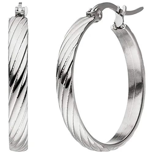 Creolen 26x3,6mm aus Edelstahl mit Muster Ohrringe Ohrschmuck Damen