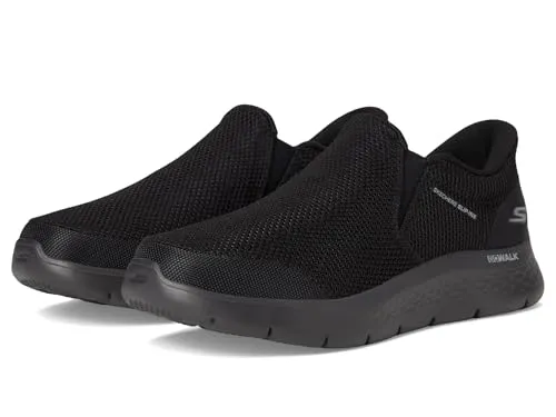 Skechers Herren Hands-Free Slip-ins Go Walk Flex Ojai Sneaker, Schwarz - Herren-Sneaker mit schnürlosem Design und exklusivem Fersenkissen für sicheren Halt. Genießen Sie die leichte ULTRA GO-Dämpfung und die komfortable, luftgekühlte Memory-Schaum-Einlegesohle.
