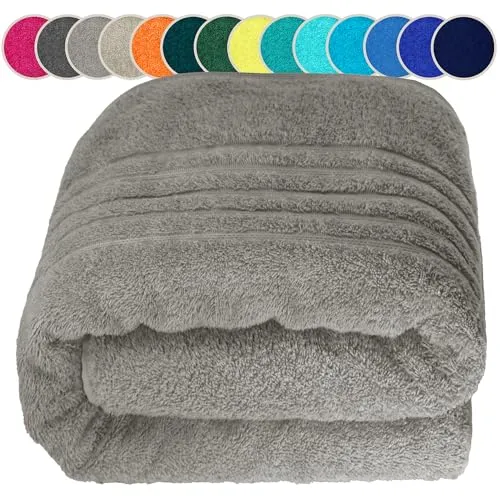 Lashuma Saunatuch 80x220 cm - London XXL Duschhandtuch Grau - Hochwertiges XXL Saunatuch aus 100% Baumwolle, ideal für Sauna, Strand oder Pool. Weich und saugfähig, sorgt es für Komfort und Langlebigkeit. Pflegeleicht und bei 60 Grad waschbar.