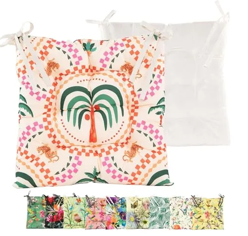 JACK Outdoor Motiv Stuhlkissen 38x38cm Lounge Kissen Auflage Wasserfest Sitzkissen Garten Lotus Effekt, Farbe:Palmengarten