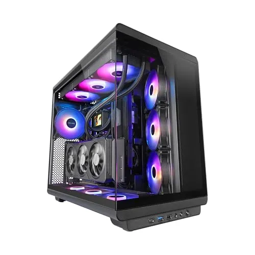 Mars Gaming MCREV ATX Semi-Tower Gehäuse Schwarz - PC-Gehäuse mit bunten LED-Beleuchtung, ideal für Gamer, die Wert auf Stil und Funktionalität legen. Mit USB-C 3.2 und Kabel-Ordnungshilfe für optimale Nutzung!
