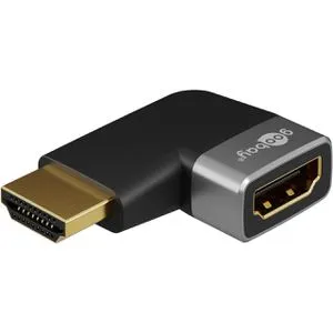 goobay 72010 HDMI Winkeladapter - 90° horizontal Winkelstecker für 8K @ 60 Hz und 4K @ 120 Hz, ideal für platzsparende Verbindungen und hochauflösende Bildübertragung
