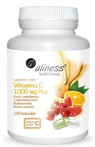 Aliness Vitamin C 1000mg 100 Kapseln gepuffert Bioflavonoide Acerola vegan