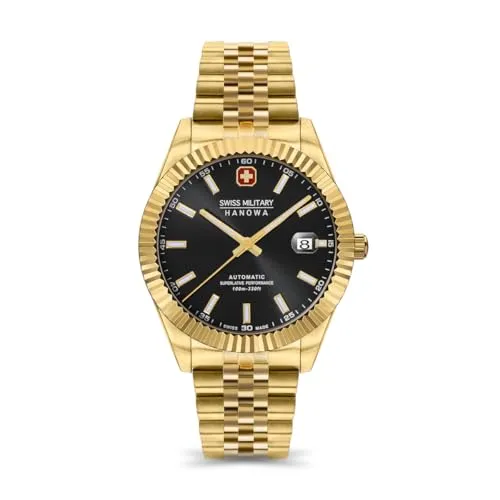 Swiss Military Hanowa SMWGL0002110 Herren Automatikuhr Diligenter - Armbanduhren für Herren - Swiss Made Automatikuhr mit Saphirglas, wasserdicht bis 10 Bar und elegantem goldfarbenem Edelstahlgehäuse für stilbewusste Männer.